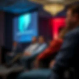 A vibrant panel discussion at ETH Denver showcasing thought leaders in blockchain technology.