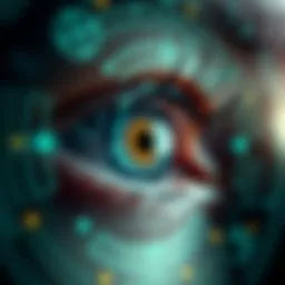 A close-up view of an eye during iris recognition technology in action